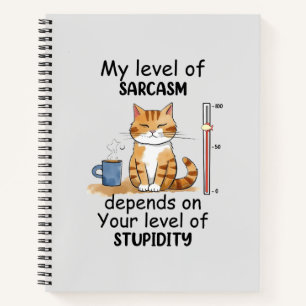 Cuaderno Gato sarcástico - Gracioso arte Naranja
