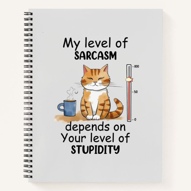 Cuaderno Gato sarcástico - Gracioso arte Naranja (Anverso)