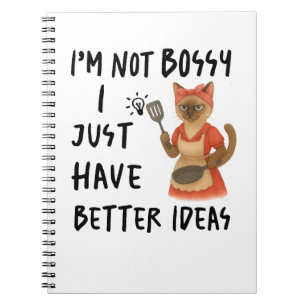 Cuaderno gato siamés con el texto No soy mandona 