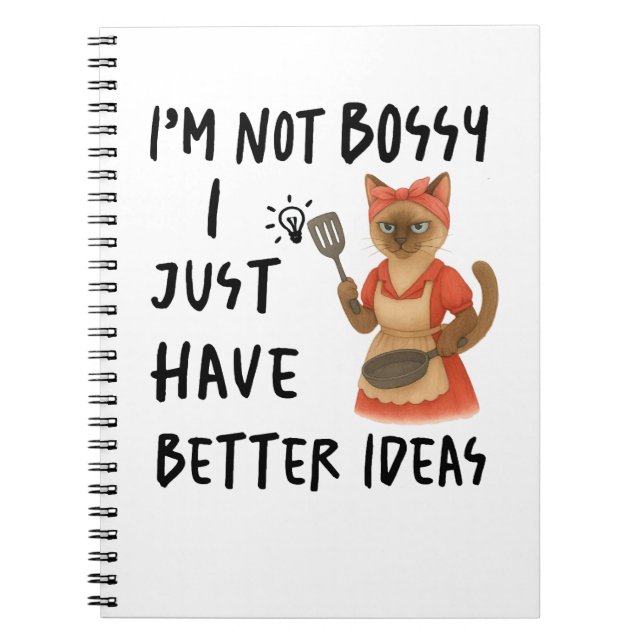 Cuaderno gato siamés con el texto No soy mandona  (Frente)