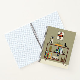 Cuaderno Gato siamés de mediados de siglo en biblioteca