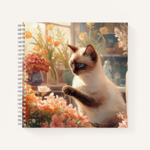 Cuaderno Gato siamés de otoño para Acción de Gracias
