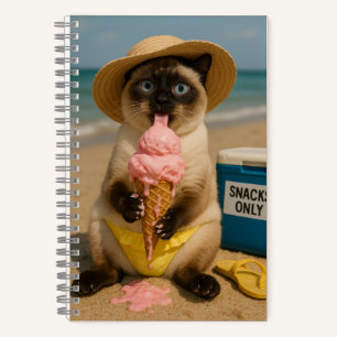Cuaderno Gato siamés en la playa