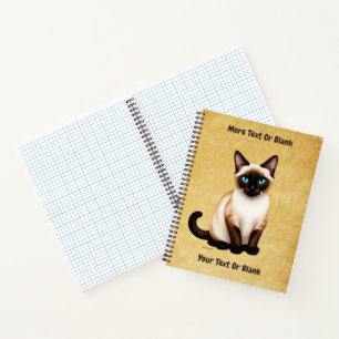 Cuaderno Gato Siamés En Papel Antiguo