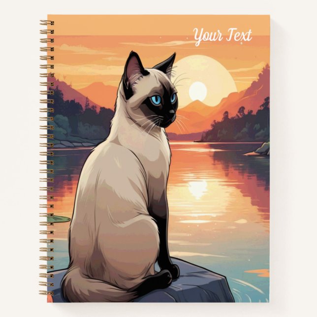 Cuaderno Gato siamés junto al lago (Anverso)