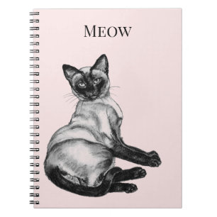 Cuaderno Gato Siamés Rosa Claro Blanco Rubor