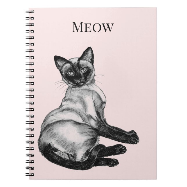 Cuaderno Gato Siamés Rosa Claro Blanco Rubor (Frente)