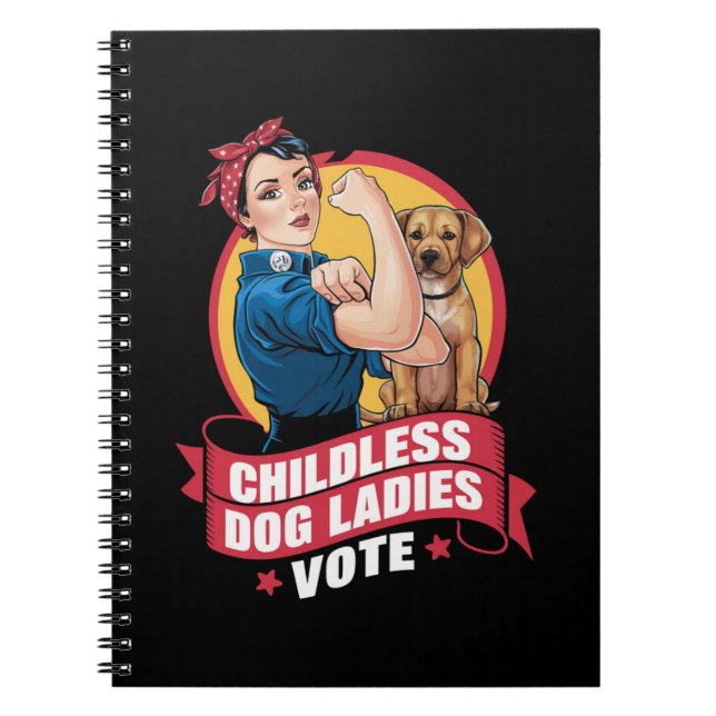 Cuaderno Gato Sin Niños Las Damas Votan Perro El Riveter Pe (Frente)