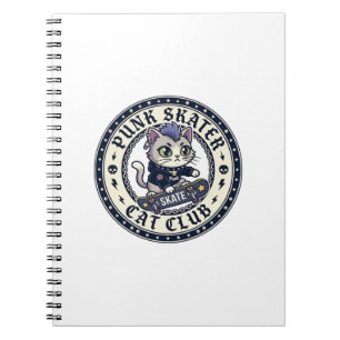 Cuaderno Gato Skater Punk Diseño Divertido Amante de los Ga