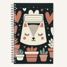 Cuaderno Gato somnoliento con suculentos - acogedor y capri