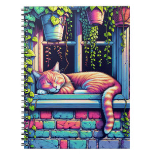 Cuaderno Gato somnoliento en la ventana hasta el arte