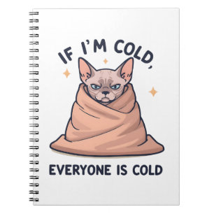 Cuaderno Gato Sphynx Gruñón Arte de Dibujos Animados con Hu