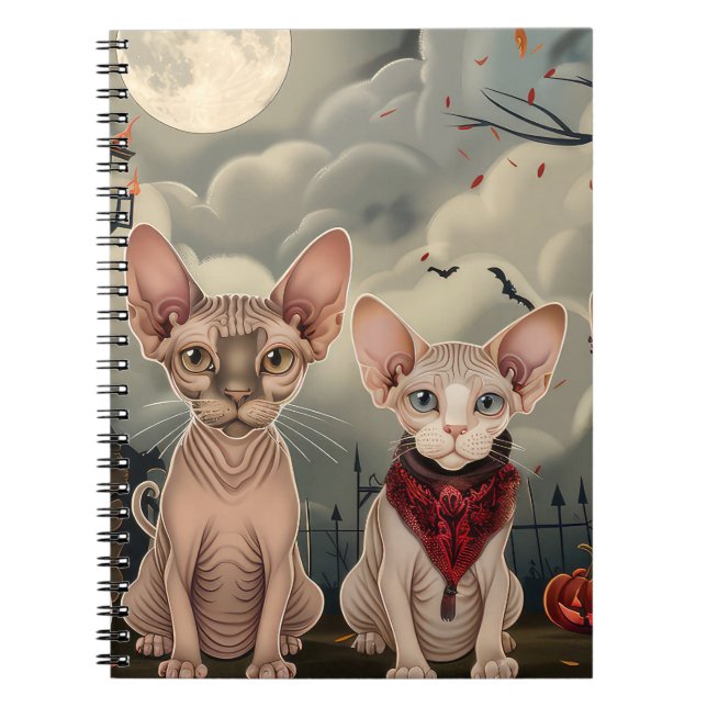 Cuaderno Gato Sphynx Halloween Espeluznante (Frente)