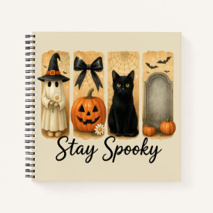 Cuaderno Gato "Stay Spooky" de broche de broche de hallowee