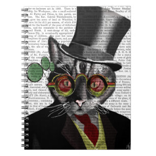 Cuaderno Gato Steampunk: sombrero superior y gafas amarilla