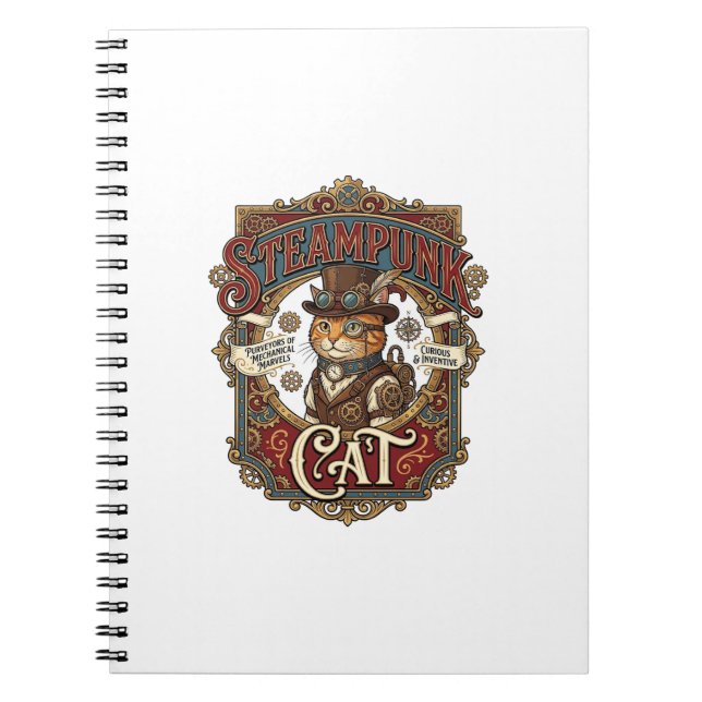 Cuaderno Gato Steampunk Vintage Steampunk Gato (Frente)