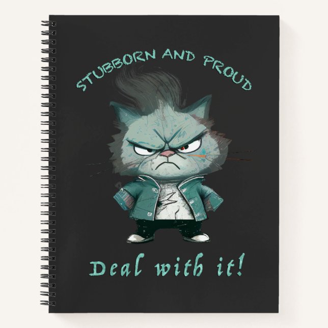 Cuaderno Gato Stubborn Trato Con Esto Es Agradable Gracioso (Anverso)