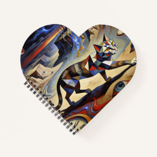 Cuaderno Gato surrealista derritiendo relojes inspirado en