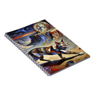 Cuaderno Gato surrealista derritiendo relojes inspirado en 