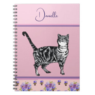 Cuaderno Gato Tabby Rosa Gatos Acuarela Personalizable Niña