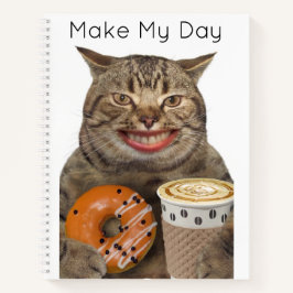 Cuaderno Gato tonto con donut y café personalizado