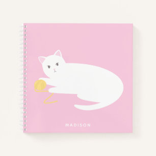 Cuaderno Gato Travieso Lindo con Hilo Rosa