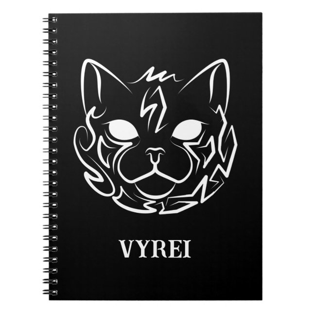 Cuaderno Gato tribal negro y blanco (Frente)