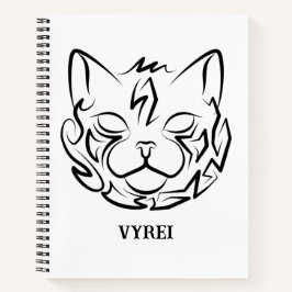 Cuaderno Gato tribal negro y blanco