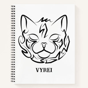 Cuaderno Gato tribal negro y blanco