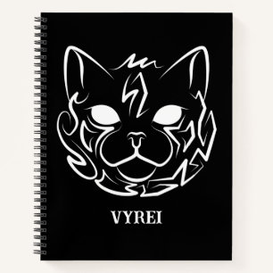 Cuaderno Gato tribal negro y blanco