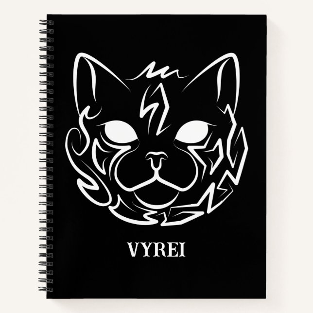 Cuaderno Gato tribal negro y blanco (Anverso)