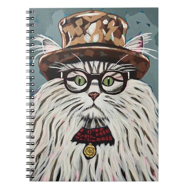 Cuaderno Gato usando gorra y gafas (Frente)