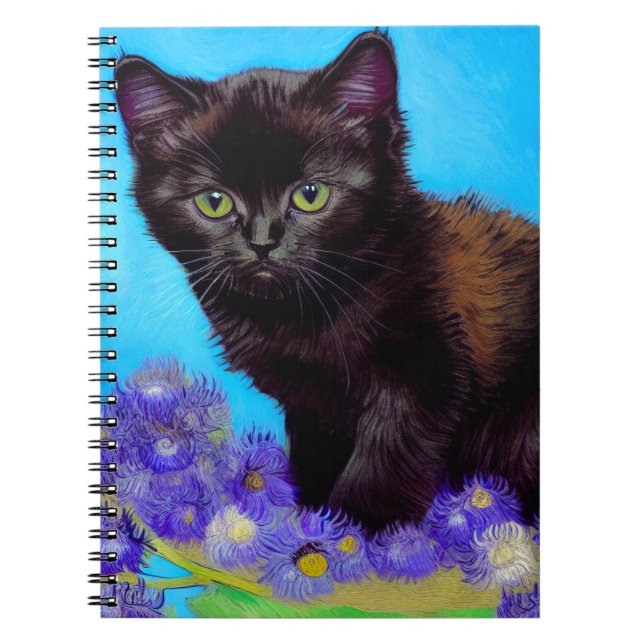 Cuaderno Gato Van Gogh y flores (Frente)