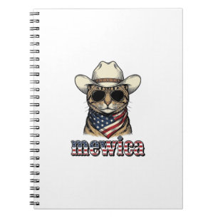 Cuaderno Gato Vaquero Patriótico Mewica Diseño Vector Vinta