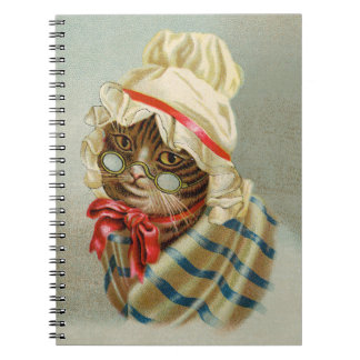 Cuaderno Gato victoriano con gafas en espiral portátil