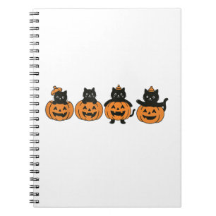 Cuaderno Gato vintage de los 90 Halloween Calabaza Gato Neg