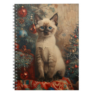 Cuaderno Gato vintage de los Navidades de gatito siameses