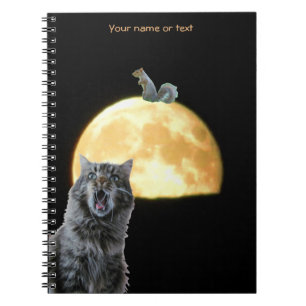 Cuaderno Gato y ardilla chocados tontos en la luna