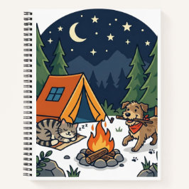 Cuaderno Gato y Perro de Camping | Nocturno Cielo de Fogata