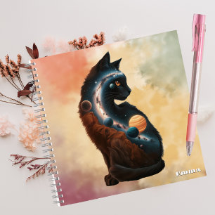 Cuaderno Gato y planeta, animal divertido, acuarela, Person
