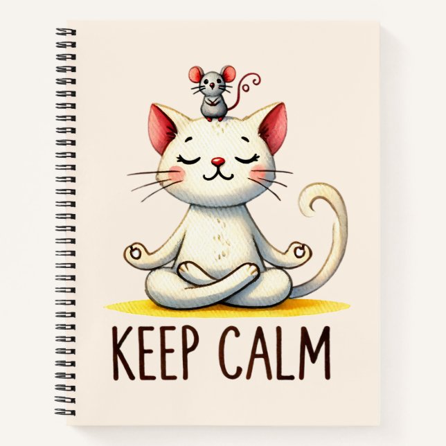 Cuaderno Gato Yoga Pose - Mantener la calma (Anverso)