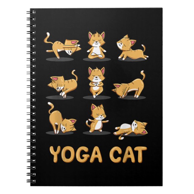 Cuaderno Gato Yoga Zen Gato Yoga Pose Meditación Hombres Mu (Frente)
