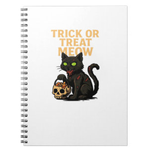 Cuaderno Gato zombi - Diseño de Halloween Trick o Tret Meow