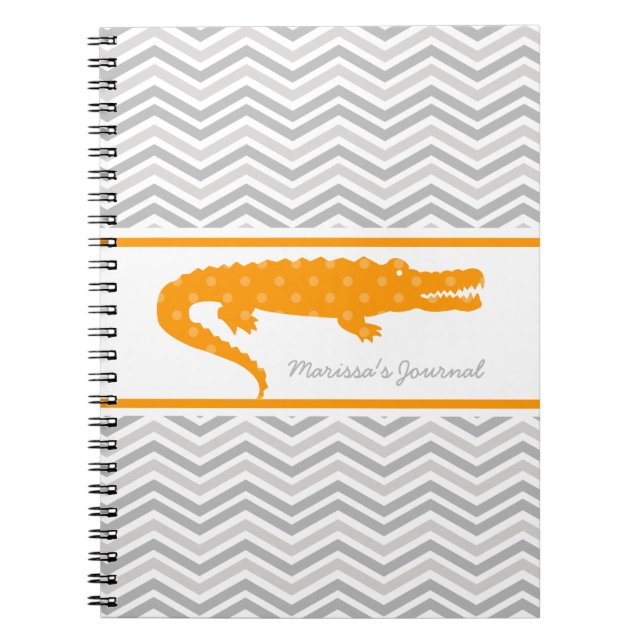 Cuaderno Gator naranja en un portátil personalizado de Chev (Frente)