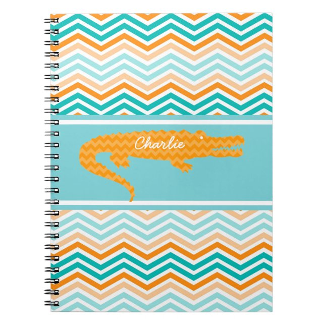 Cuaderno Gator naranja en un portátil personalizado de Chev (Frente)