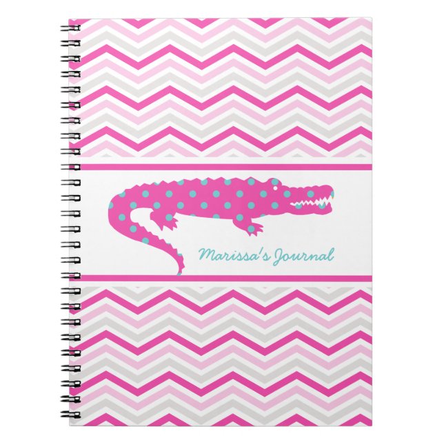 Cuaderno Gator rosado en un portátil personalizado de Chevr (Frente)