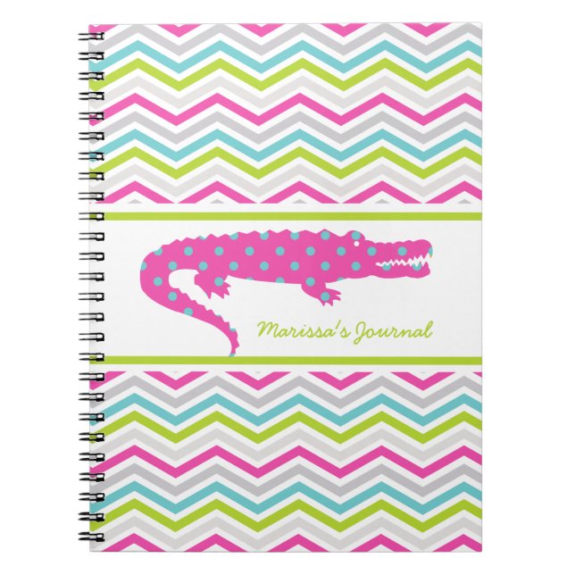 Cuaderno Gator rosado en un portátil personalizado de Chevr (Frente)