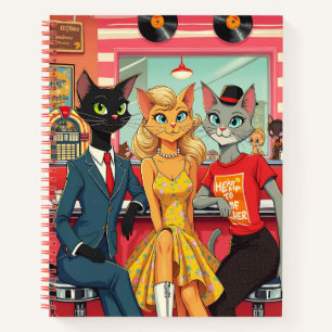Cuaderno Gatos adolescentes de mediados de siglo en un diar