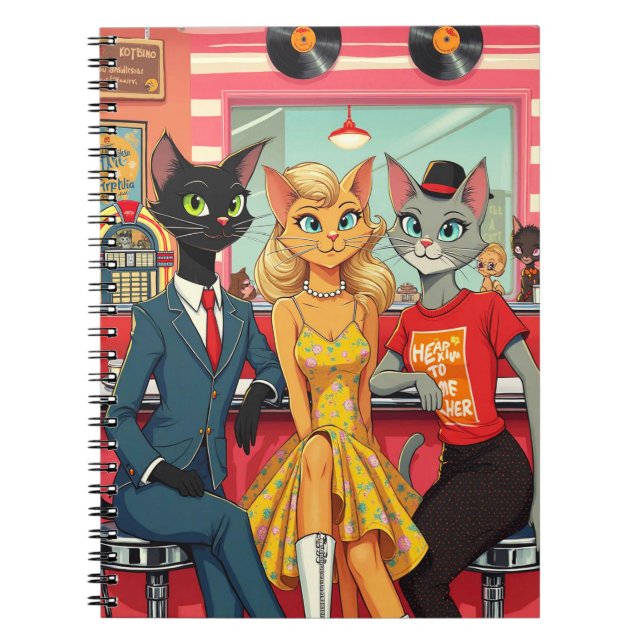 Cuaderno Gatos adolescentes de mediados de siglo en una cen (Frente)