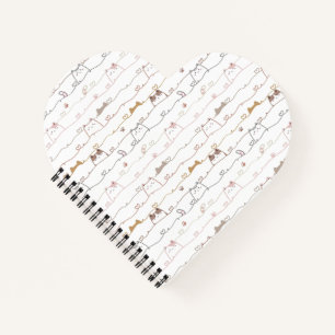 Cuaderno Gatos adorables asomándose sobre corazones 